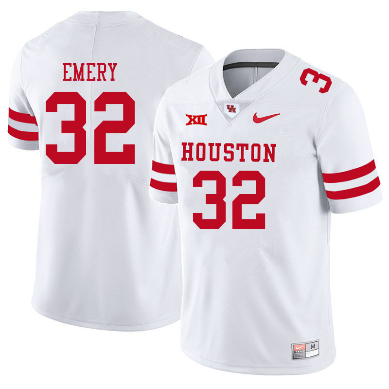 Men #32 Jalen Emery Houston Cougars College Big 12 Conference Football Jerseys Sale-White